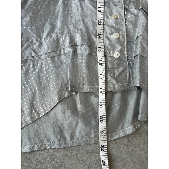 Krista Larson Silk Tank Vest Blue Silver Dot Button Front Sleeveless One Size - Picture 8 of 9